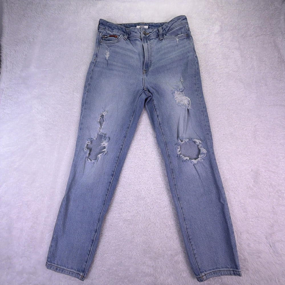 Vintage Tommy Jeans High Rise Mom Jean Distressed Light Wash Women's 4 (30x27)‎